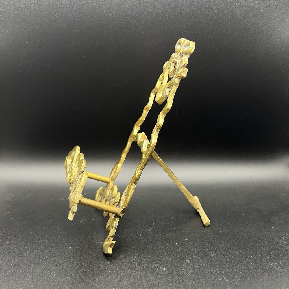 VTG Brass Victorian Ornate Heart Picture Display Easel Stand 6" H x 3.5" W - Picture 2 of 7
